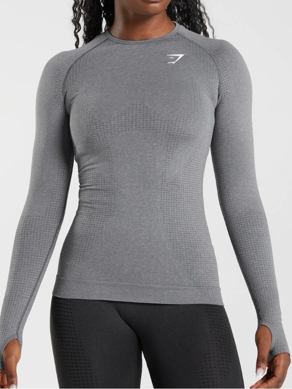 Gymshark Gray Seamless Long Sleeve Performance Top